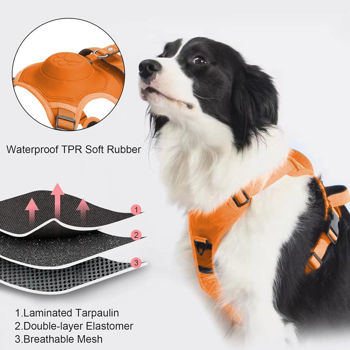 Upgrade Adjustable Dog Vest with Retractable Leash for Large Dogs, No Pull Control Easy Walk Dog Harness with Auto-Lock Leash Orange XL for Large Dog