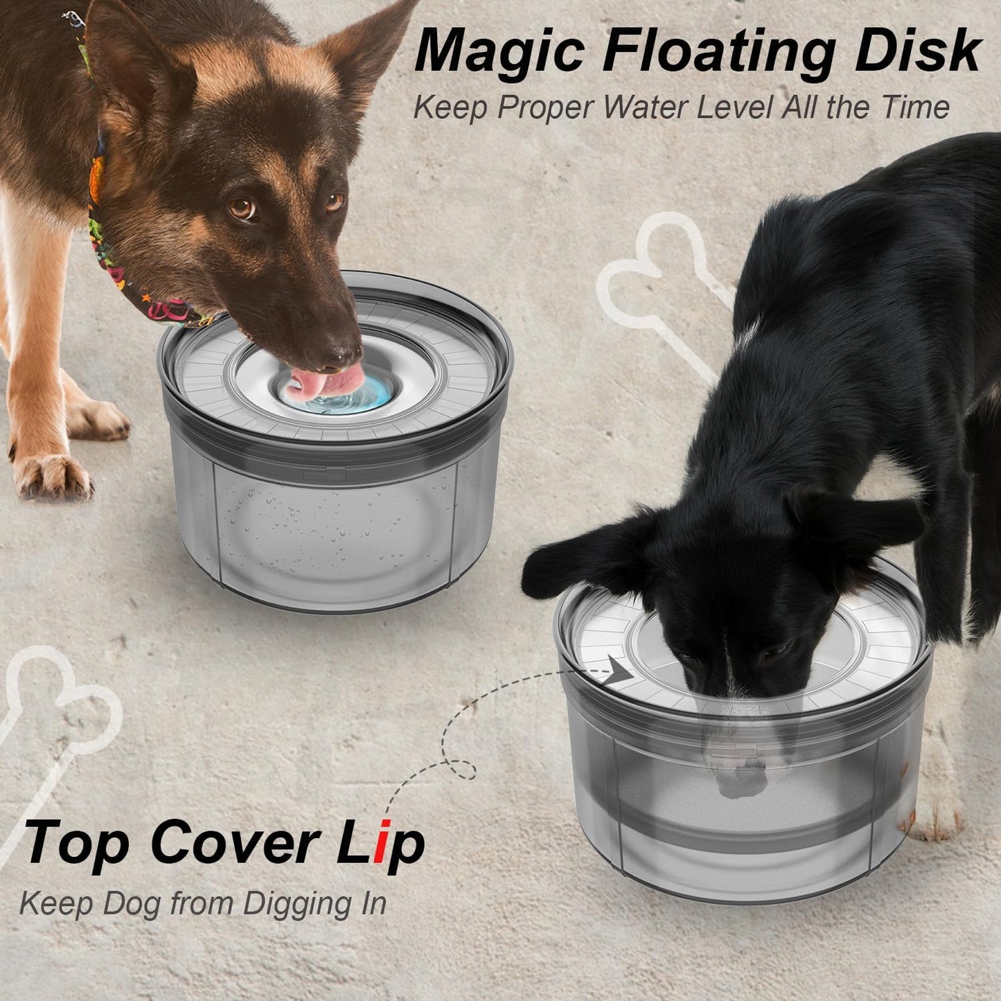 1Gallon Dog Water Bowl No Spill, Spill Proof Dog Bowl Bpa-Free, 3.8L/128Oz Large Capacity, No Splash Water Bowl with Non-Slip Base, Slobber Stopper Water Bowl for Messy Drinkers [Anti Digging Lip]