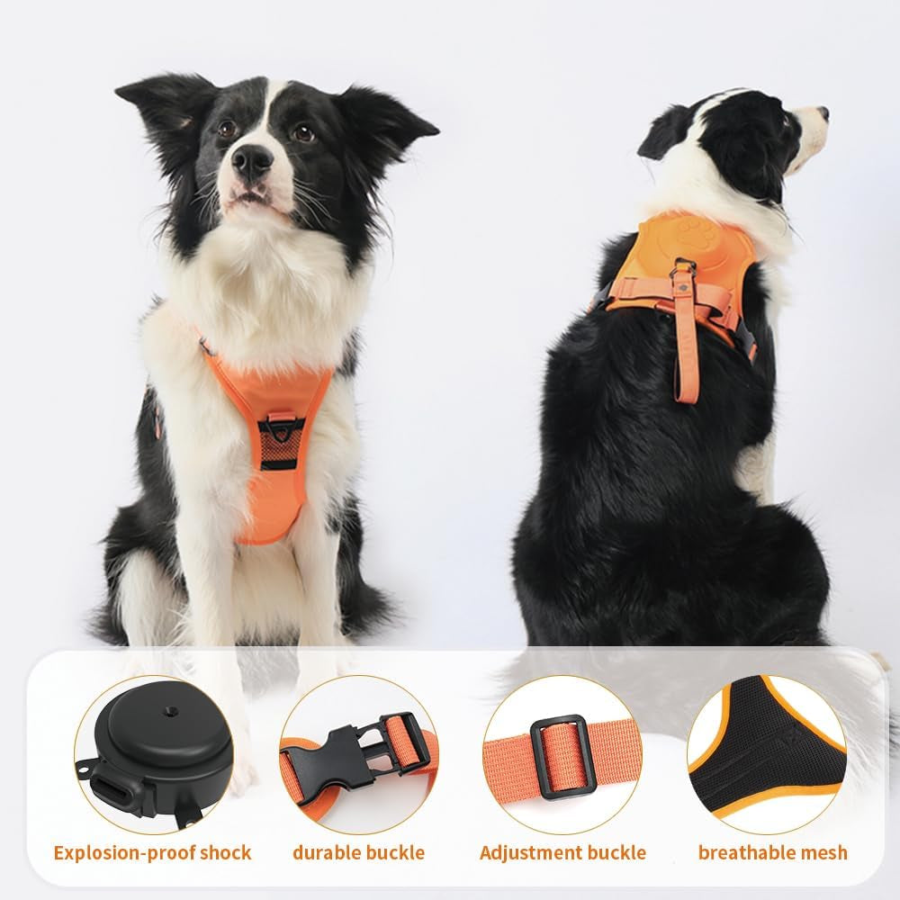 Upgrade Adjustable Dog Vest with Retractable Leash for Large Dogs, No Pull Control Easy Walk Dog Harness with Auto-Lock Leash Orange XL for Large Dog